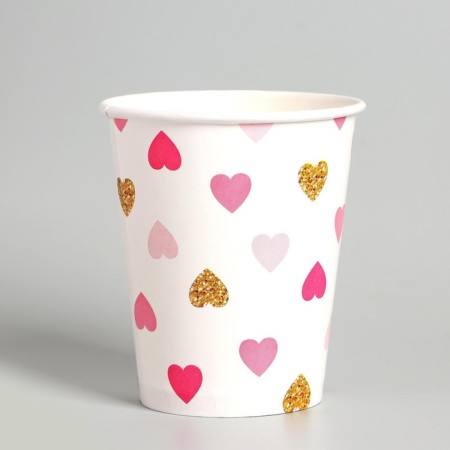 Set of paper dishes disposable hearts "-4