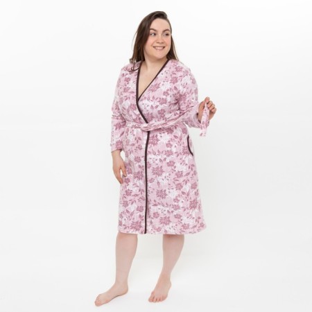 Women's bathrobe, powder color, size 52-1