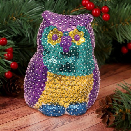 Set for creativity. Toy with sequins "Owl" 14 x 6 x 6 cm+ 4 colors of sequins-4