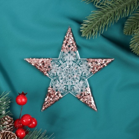 Decoration Christmas tree "Star shine Glass" 12x12 cm, transparent pink