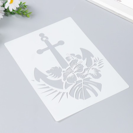 Stencil plastic "Anchor and palm leaves" 29.7x21 cm-1
