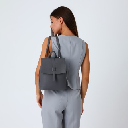 City backpack made of artificial leather with lightning, the color is gray-8