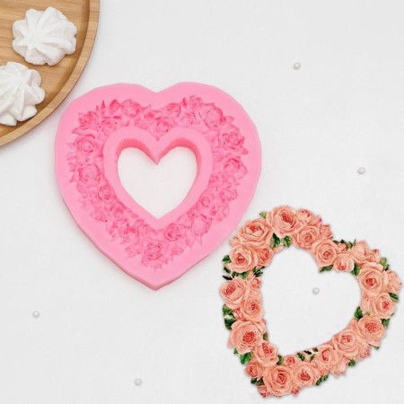 Mold "Pink Heart", silicone, 16 × 16 × 2 cm, color mix