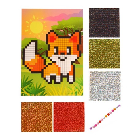 STIRCHINAL MOZAIC "Fox", EVA stickers + rhinestones-2