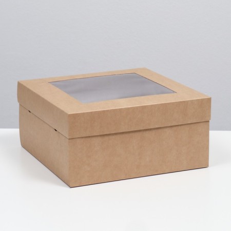 The box is folding, the lid is, with a window, craft, 25 x 25 x 12 cm