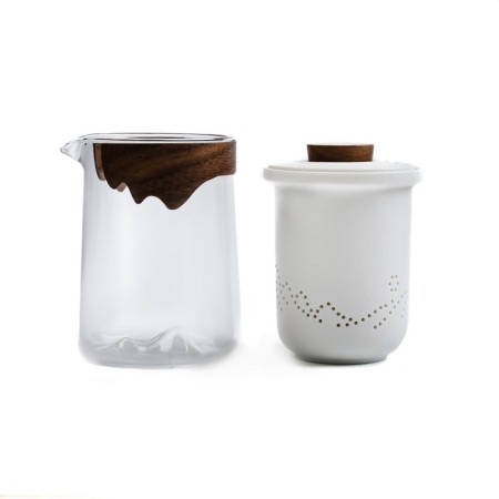 A set for a tea ceremony of 7 items per 6 people: a cup 50 ml, a kettle 400 ml, white-5