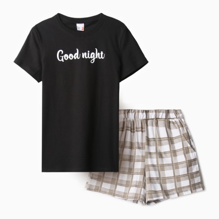 Homemade female set (T -shirt, shorts), black color, size 52-3