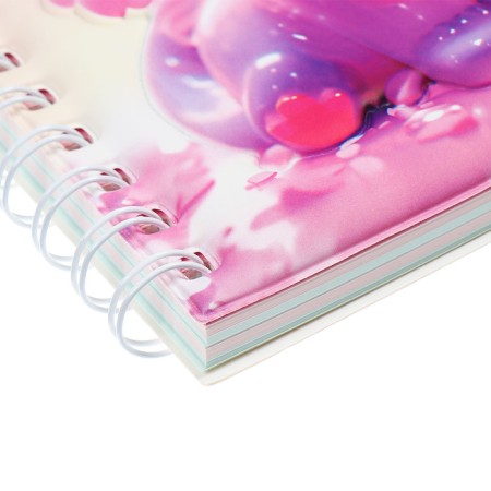 Notebook Gift Book on the comb 80l, line, color block, PVC Cat cover 3D (17.6x13.5cm) 105-3