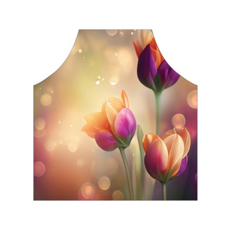 Apron kitchen with a photo print "Morning with tulips", adjustable, size OS-2