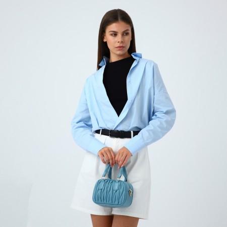 Bag Cross-Bodi with a zipper, blue color-1