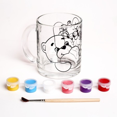 Mug for painting with paints "Bear with Bunny"-2