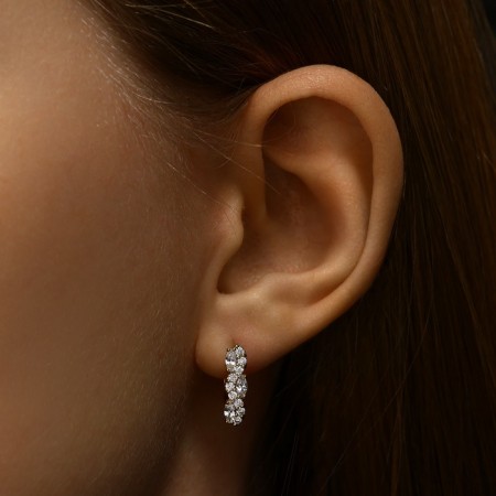Серьги-кольца XUPING блеск ночи, цвет белый в золоте, d=1.6 см-1