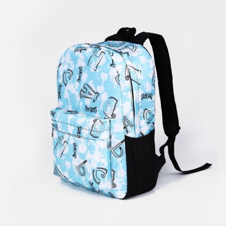 Young backpack from textiles on lightning, 3 pockets, blue color-2