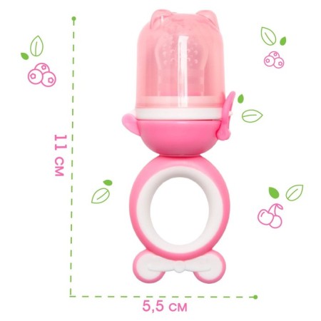 Nibbler for feeding "Bear", with silicone mesh, pink color-3