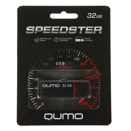 Flashka Qumo Speedster 3.0, 32 GB, USB3.0, Thu up to 140 MB/s, PLA up to 40 MB/s, black-2