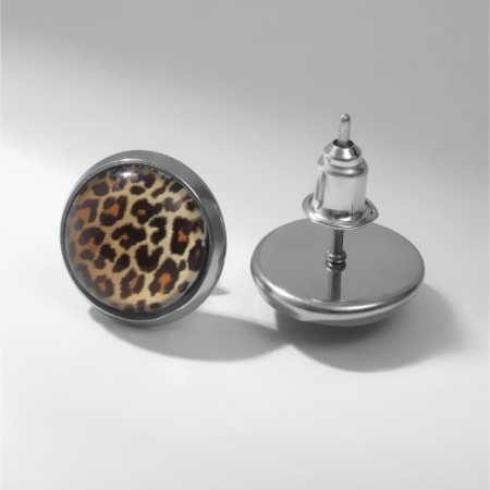Cuts "Leopard", d = 10mm, brown color in silver-1
