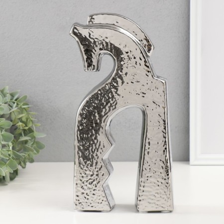 Souvenir ceramics "faithful horse" silver 4.8x14.5x29 cm-3