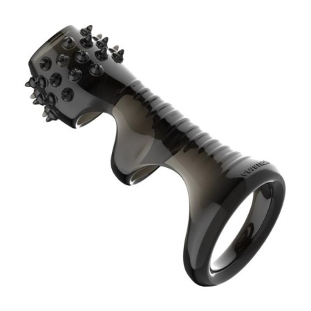 Nozzle on the penis of the oksa, massage, embossed, with antennae, silicone, black