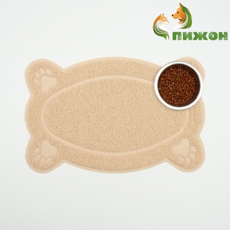 2-in-1 rug for a bowl/toilet for animals Figure, 40 x 25 cm, beige