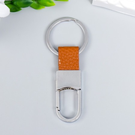Browler Metal "Carabiner Half -off an insert of artificial leather" Brown 8.2x3.2 cm-3