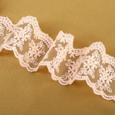 Lace on a grid, 55 mm × 9 ± 0.5 m, pink color-1