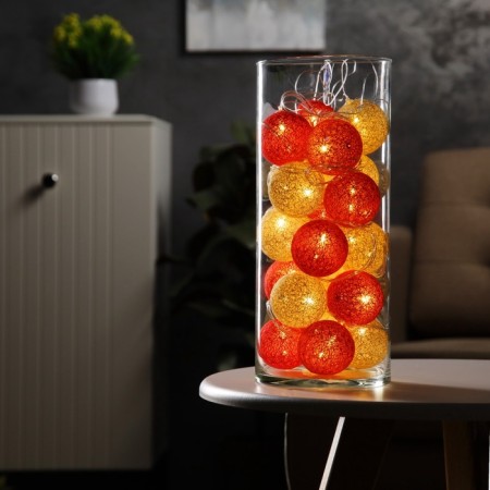 Garland “thread” 5 m with nozzles “Red-golden”, ip20, transparent thread, 20 LED, glow warm white, 220 V-8