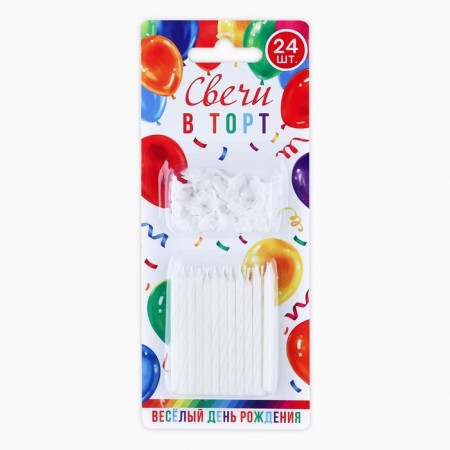 Candles for the cake, white, 24 pcs., 7 x 17 cm.-1