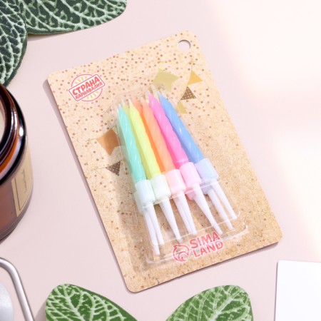 Candles for the Neon cake, 10 pcs, mix, 7 cm-4