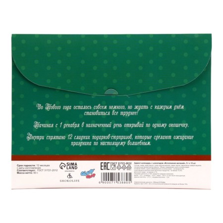 New Year. Advent calendar with chocolate "Fulfillment of desires", 12 x 5 g-5