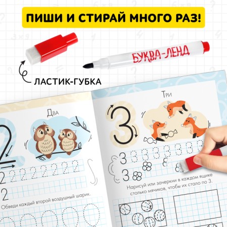 Reusable records “Write the numbers”, 12 pp., Marker-2