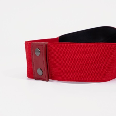 Women's belt on buttons, width 8 cm, red color-1