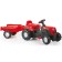 Tractor on pedals with a trailer, red color