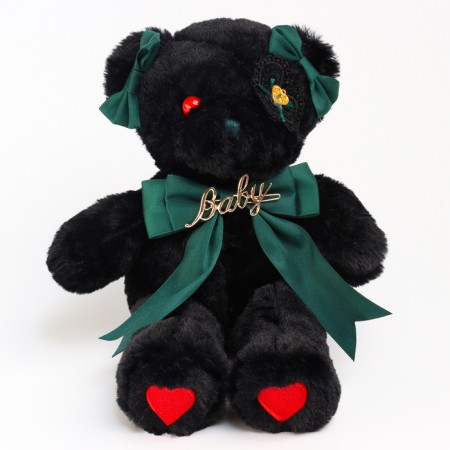 Soft toy "Bear" with a green bow, 31 cm-6