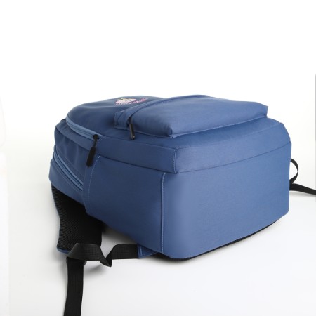 School backpack of textiles with a zipper, 2 departments, 3 pockets, blue color-2