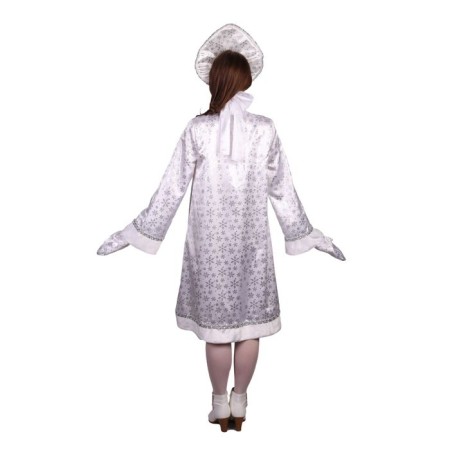 Snegurochka carnival costume, satin, fur coat flared up with snowflakes, kokoshnik, mittens, rn 42-2