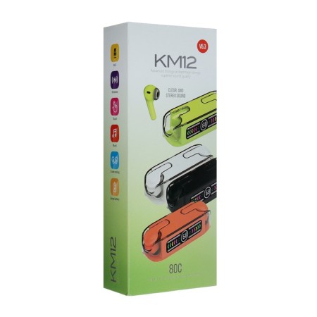 Wireless headphones M-12 Max, TWS, inserts, BT 5.0, 30/200 mAh, transparent, green-7