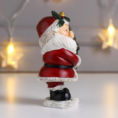 Polystone souvenir "Santa Claus in a red fur coat, with a Christmas tree" 10.5x5x7 cm-1