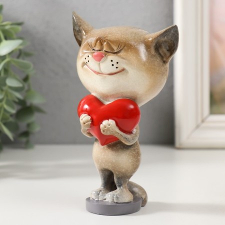Souvenir Polystone Lac "cat with a big heart" 8.5x6.2x13 cm-3