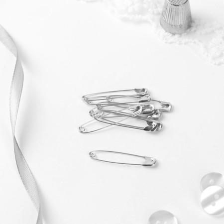 English pins, 37 mm, 10 pcs, silver color-1