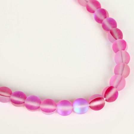 Busins ​​made of natural stone "Cat Eye", set 46 pcs., Size 1 pc. - 8 mm, pink-3