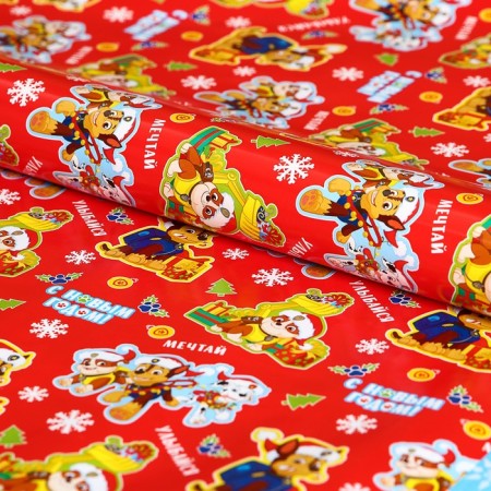 Packaging paper "New Year" 70x50 cm, puppy patrol