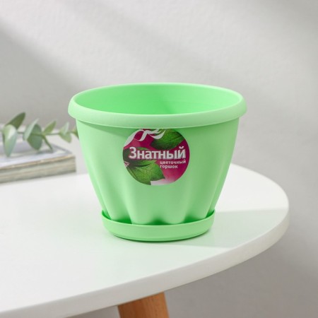 Pot for flowers with the Podon "Noble", 450 ml, d = 11 cm, green color-5