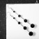 Hanging earrings with rhinestones "Drop" path, black color in silver, 6.2 cm