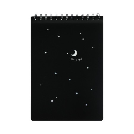 A5 sketchbook, 30 black sheets on the crest, "Moon", solid substrate, density 110 gr., Mix-1