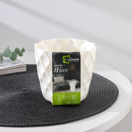 Pot for flowers with a “Wave” pallet, 0.65 l, d = 11.5 cm, snow -white color-4