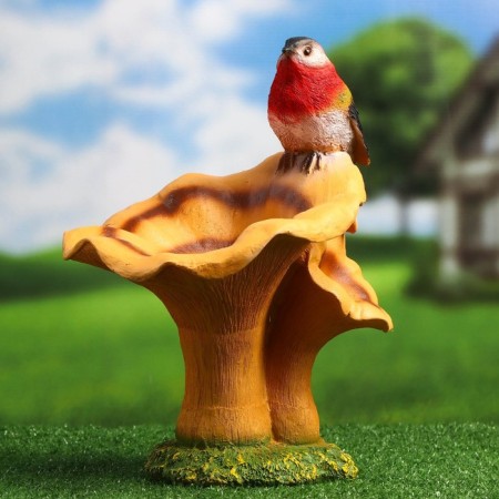 Garden Figure "Mushroom Ginger with a Bird" 20x22x32cm-2