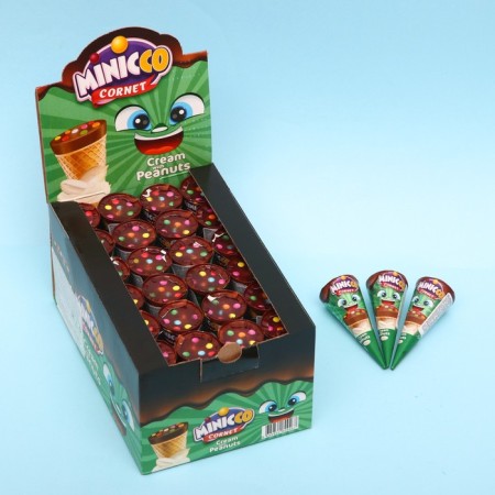 Minicco Cornet Peanut Waffel Hod milk chocolate peanuts, 25 g