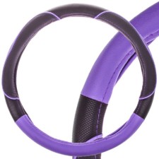 Leather braid, l black Skyway, with purple insert and stripes, s01102397