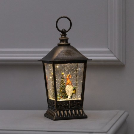 LED figure “Lantern with a gnome” 12 × 24 × 12 cm, plastic, AAX3 batteries (not complete), USB, glow warm white