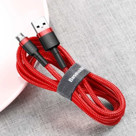 Baseus cable, microUSB - USB, 2.4 A, PVC braid, 1 m, red-8